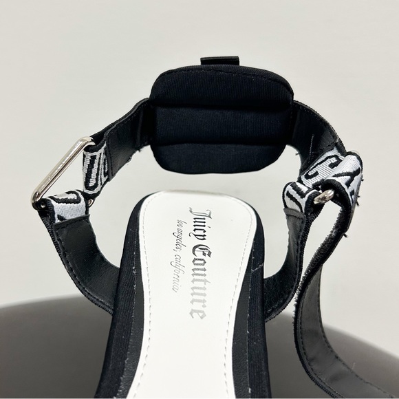 Juicy Couture Black White Gramercy Mesh Open Toe Straps Platform Block Heels 8.5 - Picture 7 of 11